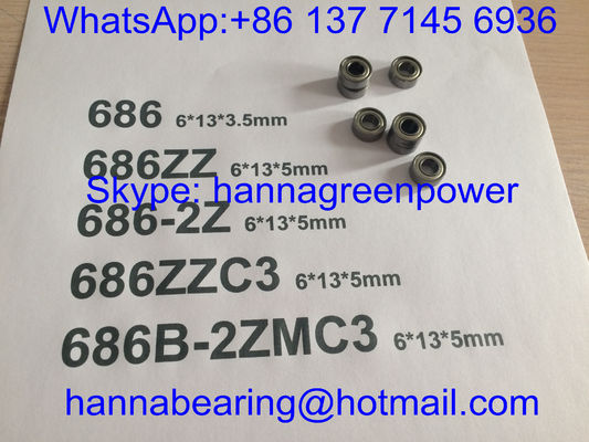 কেনা 686B-2ZMC3 / 686-2ZC3 / 686ZZ ধাতব ঢাল সহ মিনিয়েচার গভীর গ্রোভ বল লেয়ার, 6*13*5mm অনলাইনে উৎপাদন