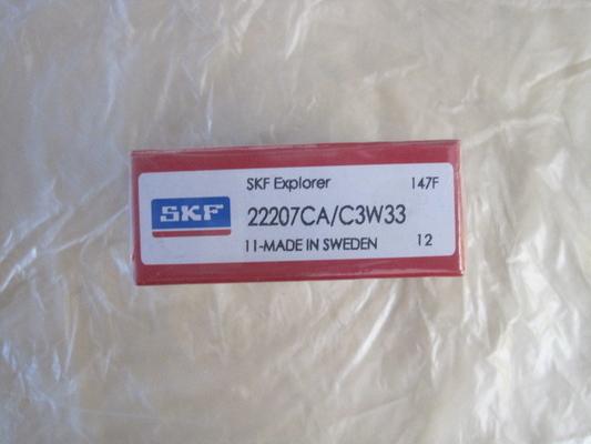 SKF 22207CA / W33 যন্ত্রপাতি উৎপাদনের জন্য ইস্পাত / ব্রাসের খাঁচা সহ গোলাকার রোলার লেয়ারিং