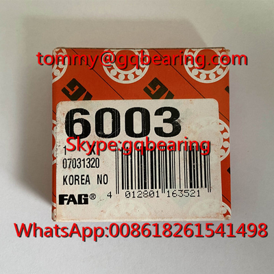 Gcr15 ইস্পাত কোরিয়া মেড ওপেন টাইপ FAG 6003 গভীর গ্রুভ বল বিয়ারিং তৈরি