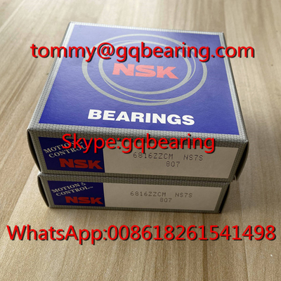 জাপান উৎপত্তি Gcr15 স্টিল উপাদান NSK 6816ZZCM পাতলা দেয়াল গভীর গ্রোভ বল লেয়ার 80 x 100 x 10 মিমি